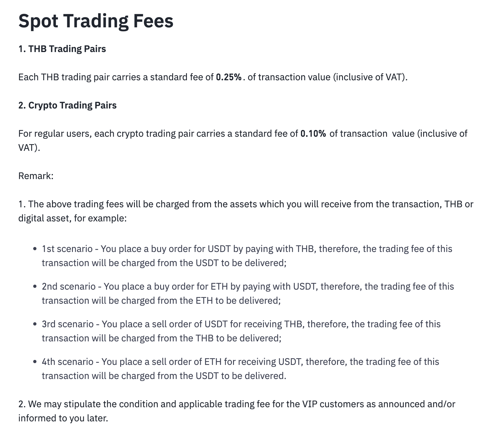 BinanceTH Trading Fees